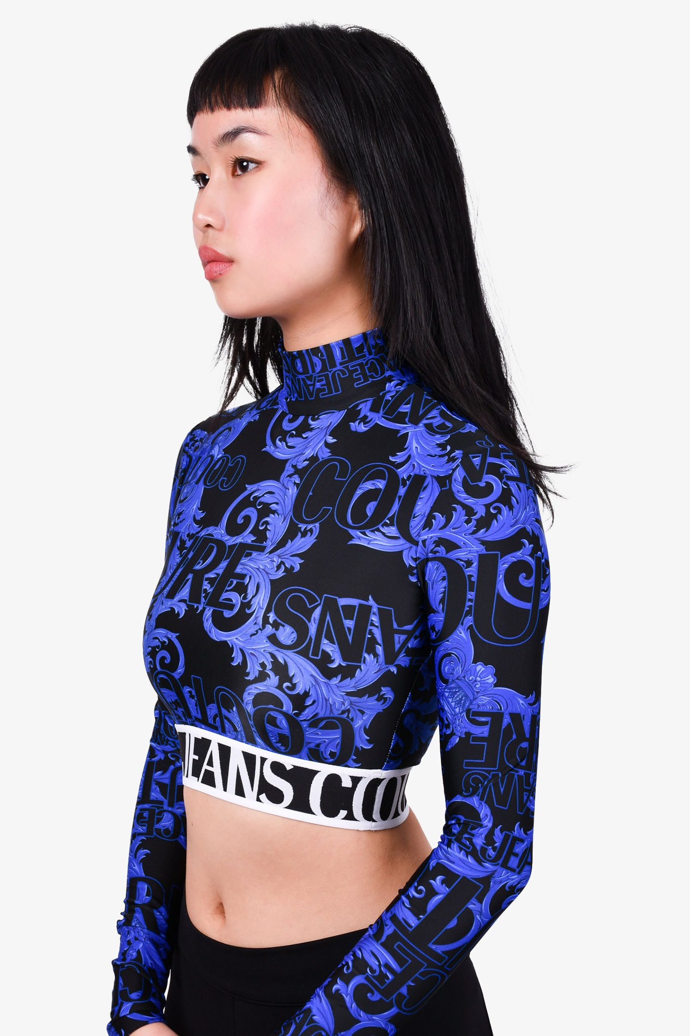 versace jeans couture logo band crop top