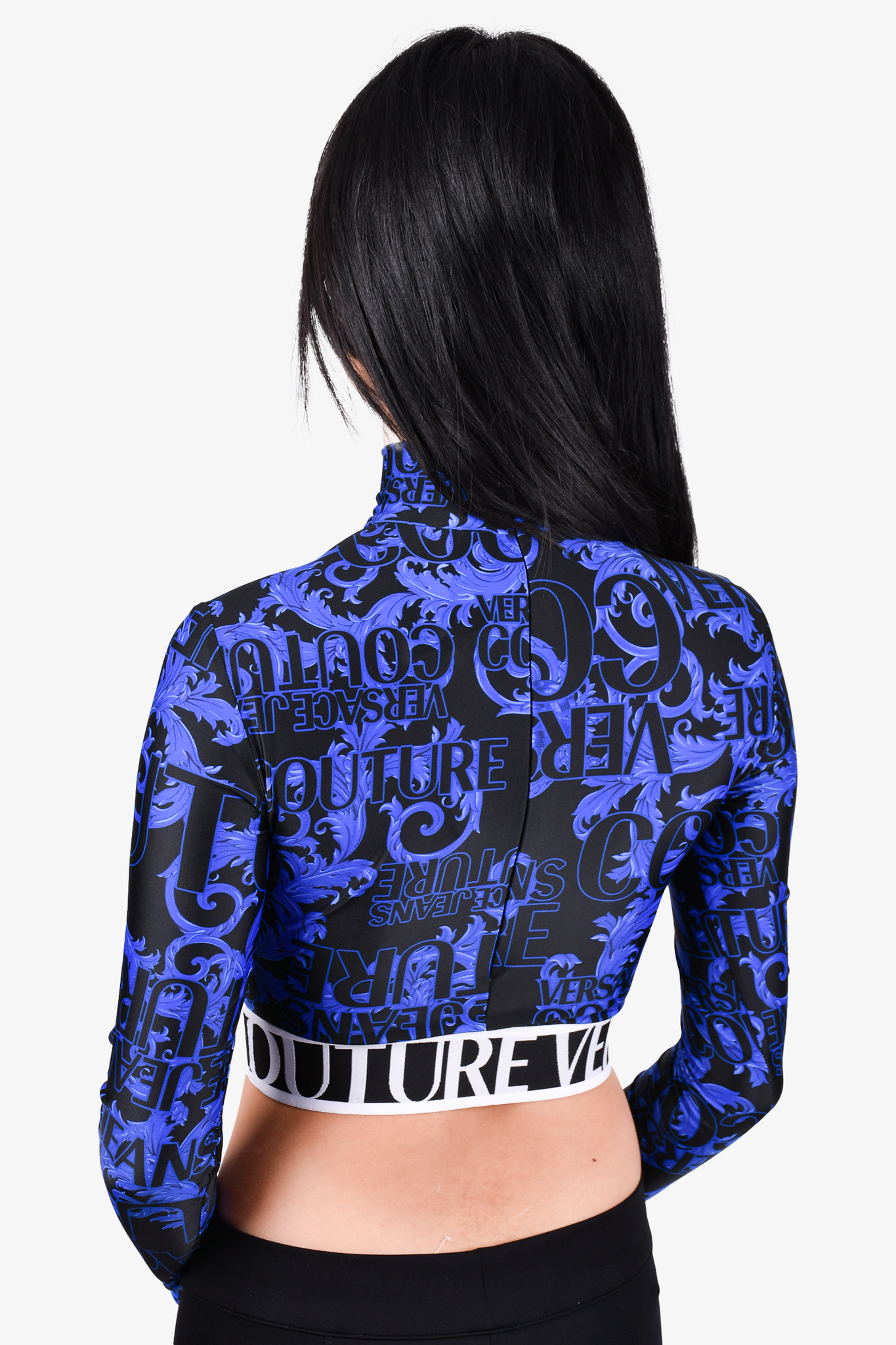 versace jeans couture logo band crop top