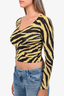 Versace Jeans Couture Black/Yellow Tiger Print Cashmere/Silk Sweater Size XS