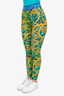 Versace Jeans Couture Blue/Yellow Printed Logo Waistband Leggings Size 36