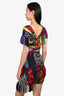 Versace Multicolour Short-sleeve Print Dress with Fringe Size 36