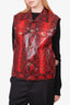 Versace Red Leather Snakeskin Embossed Vest Size 52
