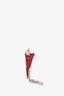 Versace Red Leather Swarovski Crystals Front Side Zip Card Holder