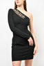 Versus Versace Black One-Shoulder Mesh Panelled Mini Dress Size 42