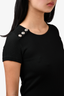 Versus Versace Black Ribbed Top With Silver Buttons Size 36