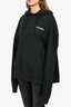 Vetements Black Hooded L/S Sweater w/ Text Embroidery sz S