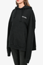 Vetements Black Hooded Sweater with Text Embroidery Size S