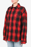 Vetements Red/Black Check Padded Shirt Jacket Size M
