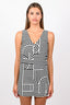 Victoria Beckham Black/White Striped Sleeveless V-Neck Dress Size 2