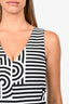 Victoria Beckham Black/White Striped Sleeveless V-Neck Dress Size 2