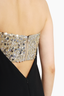 Victoria Beckham Sequin Details Black Strapless Midi Dress Size 4