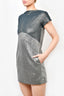 Victoria Beckham Silver Lame Cap Sleeve Mini Dress sz 6