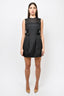 Victoria Victoria Beckham Black Grid Sleeveless Bow Dress w/ Slip sz 4