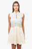 Victoria by Victoria Beckham Cream/Blue Striped Cotton Dress Size 8