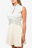 Victoria by Victoria Beckham Cream/Blue Striped Cotton Dress Size 8