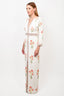 Vilshenko White/Pink Floral V-Neck Dress Size 8