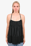 Vince Black Silk Rouched Flowy Tank Top Size S