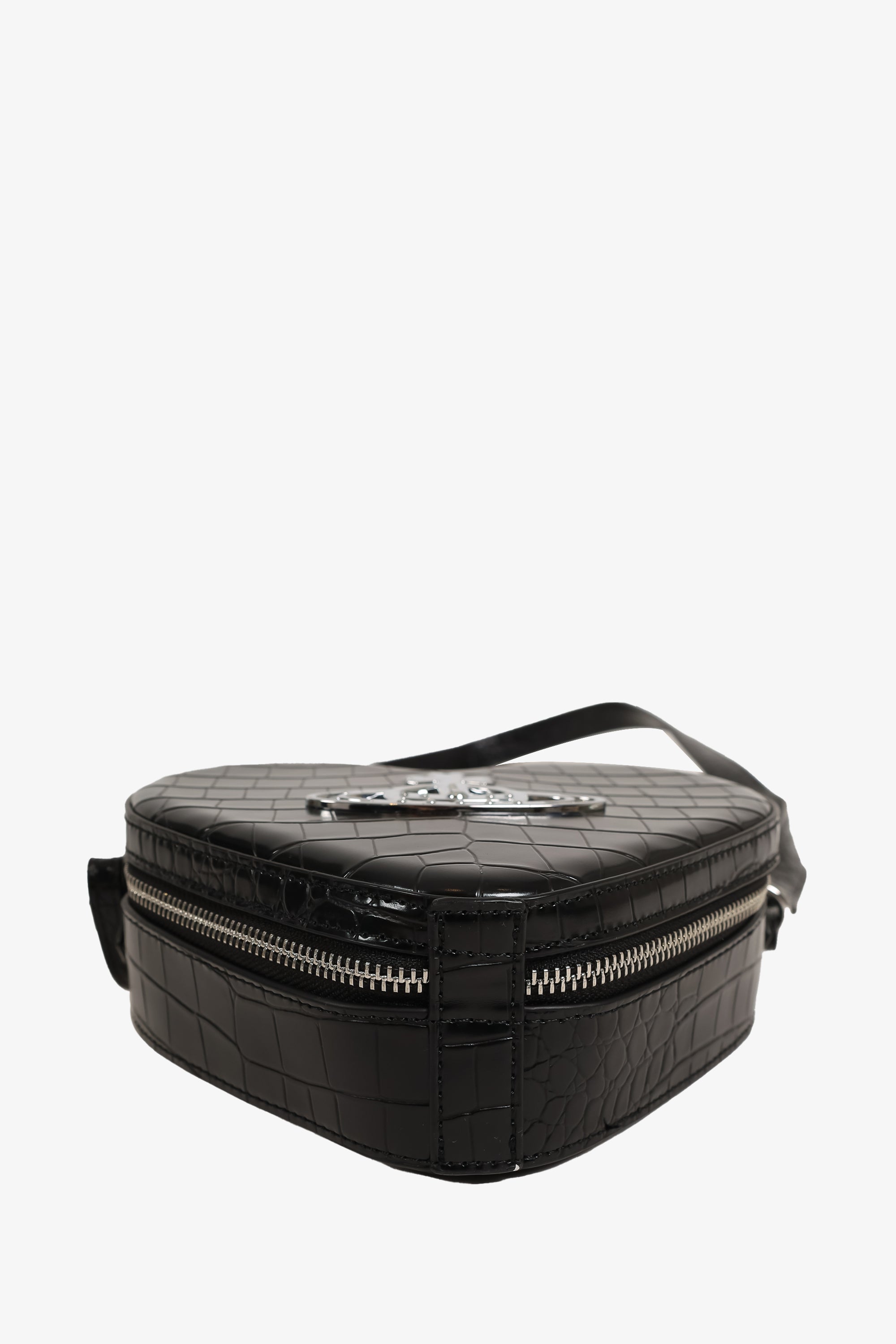 Vivienne Westwood Black Croc-embossed Ella Heart Crossbody Bag