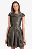 Vivienne Westwood Black/Gold Metallic Anglomania Halton Draped Jacquard Dress Size 38