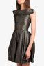 Vivienne Westwood Black/Gold Metallic Anglomania Halton Draped Jacquard Dress Size 38