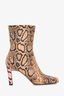 Wandler Cream/Black Python Heeled Ankle Boots with Pink Heel Size 38