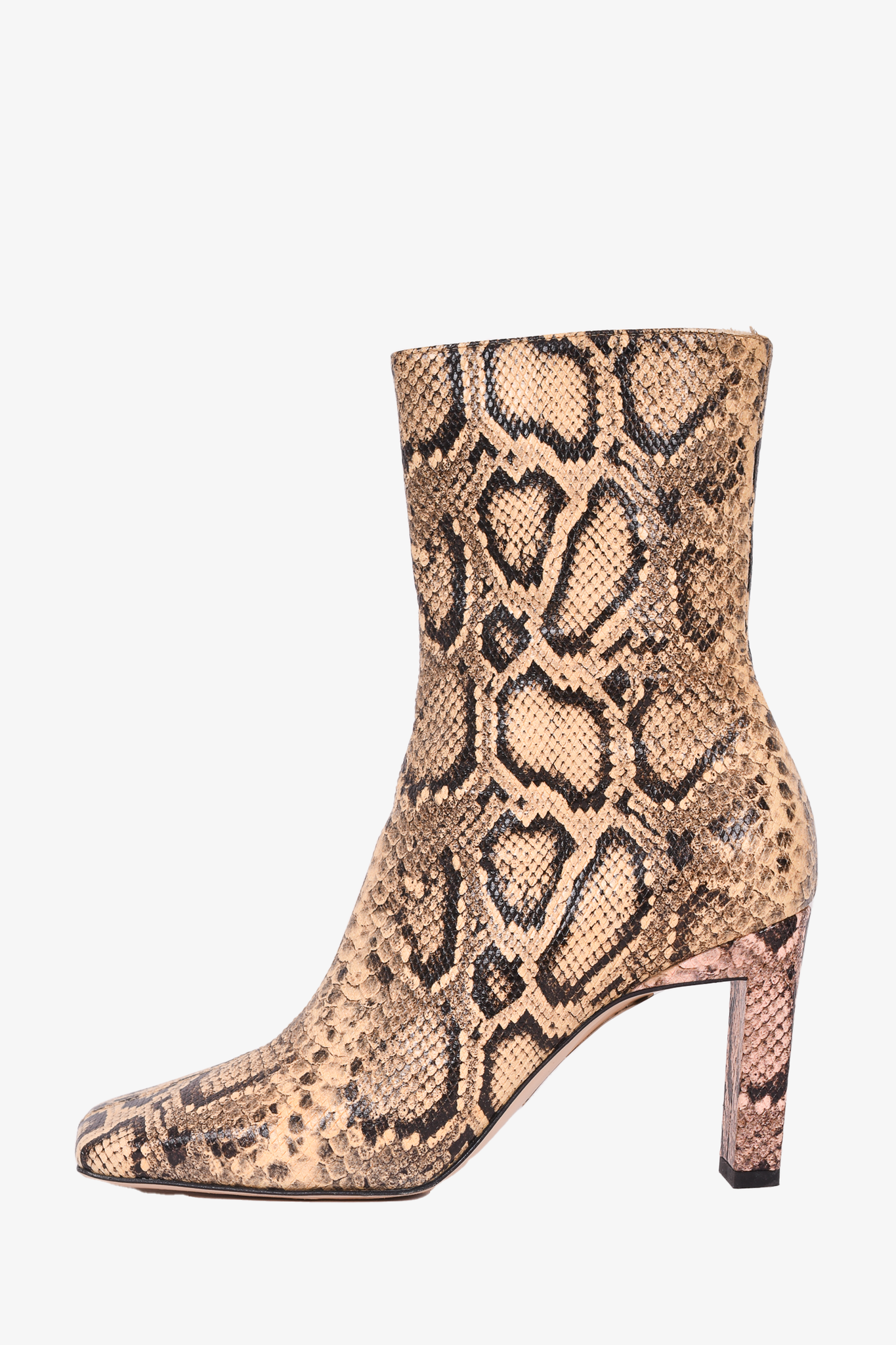 Cream sales snakeskin booties