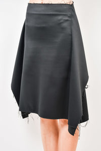 We11Done Black Raw Edge Midi Skirt Size M
