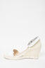Weekend Max Mara White Leather Espadrille Wedge Sandals Size 41