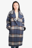 Wilfred Navy/Cream Wool Plaid Oversized Coat Size 2