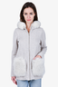 Woolrich Grey Wool/Fox Fur Hooded Zip-Up Jacket Size S