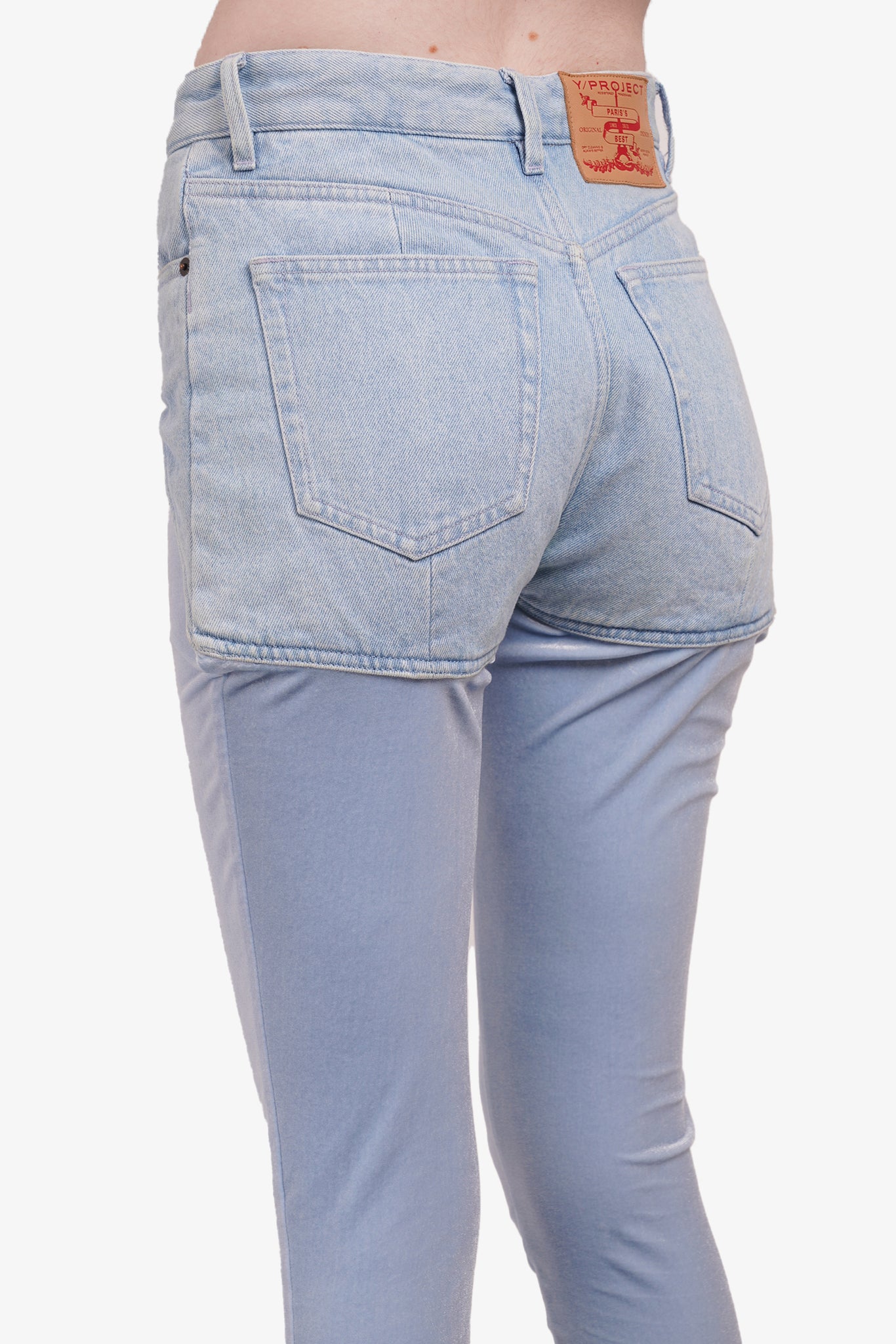 Y Project Blue Denim Velvet Stirrup Pants Size Small with Tag