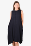 Y's by Yohji Yamamoto Navy Blue Wool Button-Up Sleeveless Midi Dress Size 1