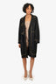 Yves Saint Laurent Black Wool Gold Metal Trim Coat Size 40