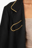 Yves Saint Laurent Black Wool Gold Metal Trim Coat Size 40