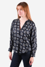 Zadig & Voltaire Blue Pattern Silk Button Down Top Size S