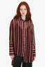 Zimmerman Brown/Burgundy Stripes Folly Dapper Asymmetric Long Shirt Size 38