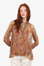 Zimmerman Pink/Yellow Paisley Print Sheer Long Sleeve Top With Slip Size 1