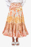 Zimmermann Beige/Pink Floral Pleated Maxi Skirt sz 0