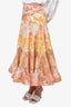 Zimmermann Beige/Pink Floral Pleated Maxi Skirt sz 0