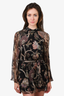 Zimmermann Black/Green Sheer Silk Patterned Romper Size 0