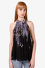 Zimmermann Black/Purple Floral Silk Sleeveless Top with Butterfly Lace Size 3