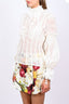 Zimmermann Cream Linen/Silk Floral Detail 'Botanica' High Neck Blouse Size 1