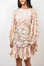 Zimmermann Cream/Pink Floral Linen 'Lyre Billow Wrap' Dress sz 4