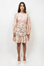Zimmermann Cream/Pink Floral Linen 'Lyre Billow Wrap' Dress Size 4