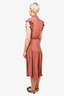 Zimmermann Pink/Brown Polkadot Silk Ruffle Maxi Dress Size 0
