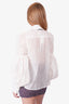 Zimmermann White Sheer Top with Bow and Embellished Buttons Size 2
