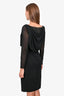 Armani Black Jersey Cowl Neck Dress w/ Sheer Sleeves sz 12