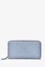 Bottega Veneta Blue/Grey Intrecciato Leather Continental Zip Wallet