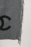 Chanel Grey/Black Wool/Cashmere CC Blanket + Pillow Set