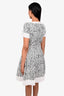 Carolina Herrera White/Black Spotted Tweed Wide Boat Flared Mini Dress sz 6